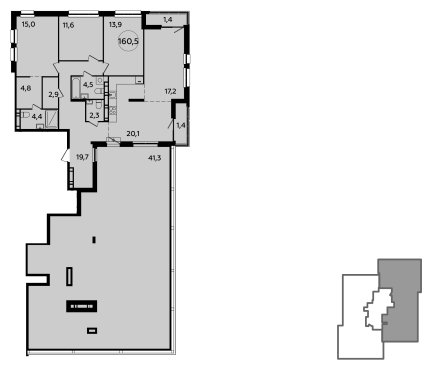 4-комнатная квартира (евро) без отделки, 160.5 м2, 21 этаж, дом сдан, ЖК Южные сады, корпус 1.2 - объявление 1656587 - фото №1