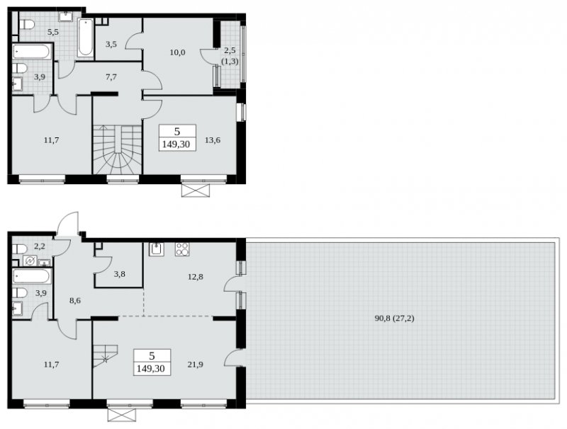 5-комнатная квартира (евро) с полной отделкой, 149.3 м2, 2 этаж, сдача 2 квартал 2025 г., ЖК Прокшино, корпус 5.1.1 - объявление 2052274 - фото №1