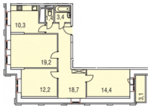 3-комнатная квартира без отделки, 83 м2, 20 этаж, дом сдан, ЖК Микрорайон Центральный, корпус 23А - объявление 1676023 - фото №1