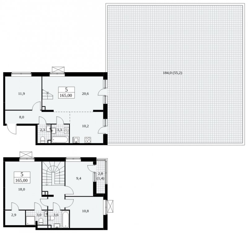 5-комнатная квартира (евро) с полной отделкой, 165 м2, 2 этаж, сдача 2 квартал 2025 г., ЖК Прокшино, корпус 5.1.1 - объявление 2052273 - фото №1