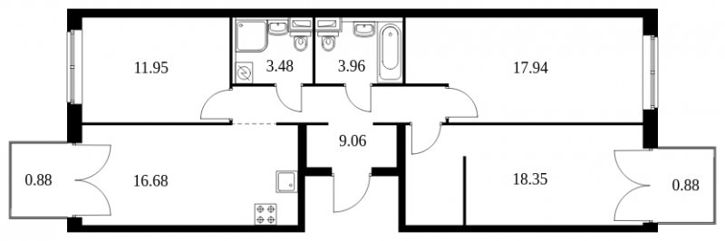 3-комнатная квартира с полной отделкой, 83.18 м2, 3 этаж, сдача 1 квартал 2024 г., ЖК Green Park, корпус 8 - объявление 1871445 - фото №1