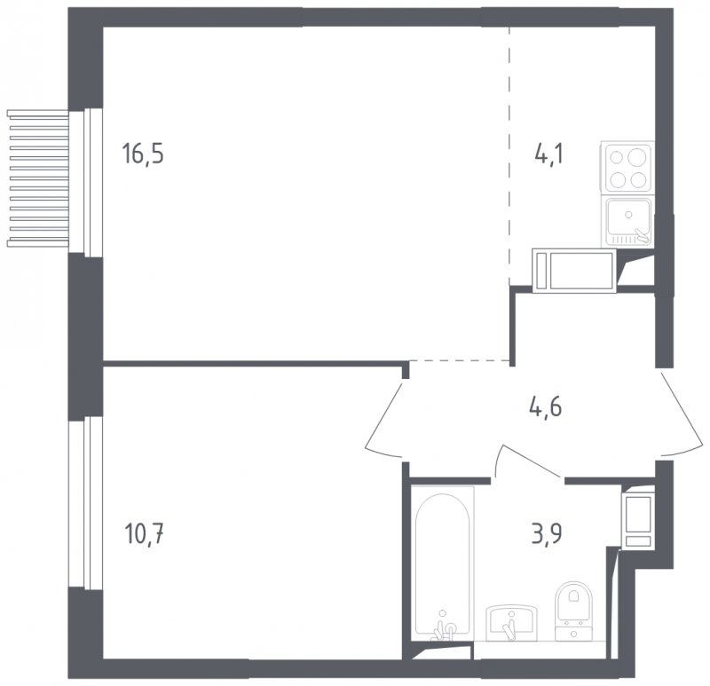 2-комнатная квартира с полной отделкой, 39.8 м2, 16 этаж, сдача 2 квартал 2025 г., ЖК Мытищи Парк, корпус 4 - объявление 1848228 - фото №1