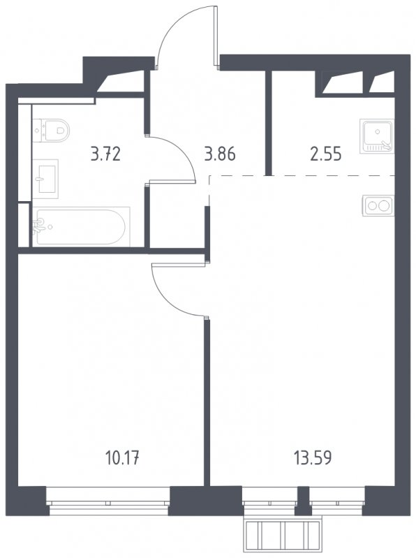 2-комнатная квартира с полной отделкой, 33.89 м2, 2 этаж, сдача 4 квартал 2023 г., ЖК Большое Путилково, корпус 21 - объявление 1833212 - фото №1