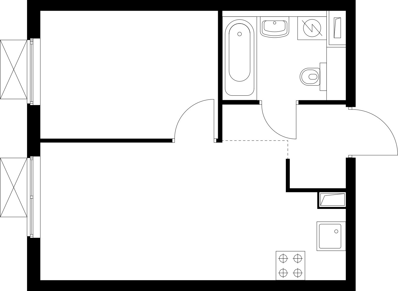 1-комнатная квартира с частичной отделкой, 32.32 м2, 33 этаж, сдача 1 квартал 2025 г., ЖК Матвеевский Парк, корпус 13 - объявление 2368081 - фото №1