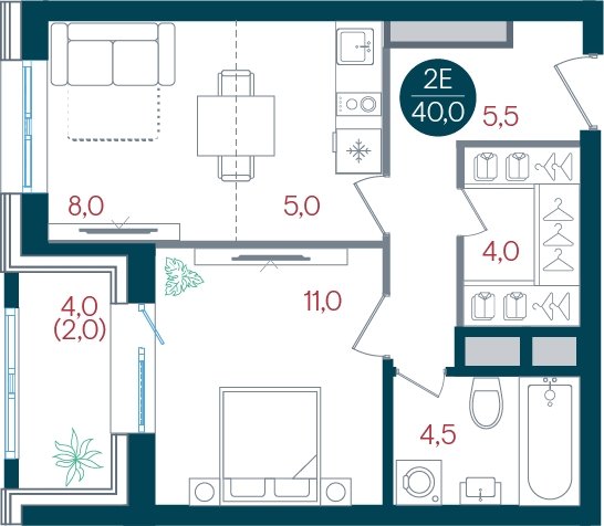 2-комнатная квартира без отделки, 40 м2, 5 этаж, дом сдан, ЖК РУСИЧ Новые Котельники, корпус 1 - объявление 2433526 - фото №1