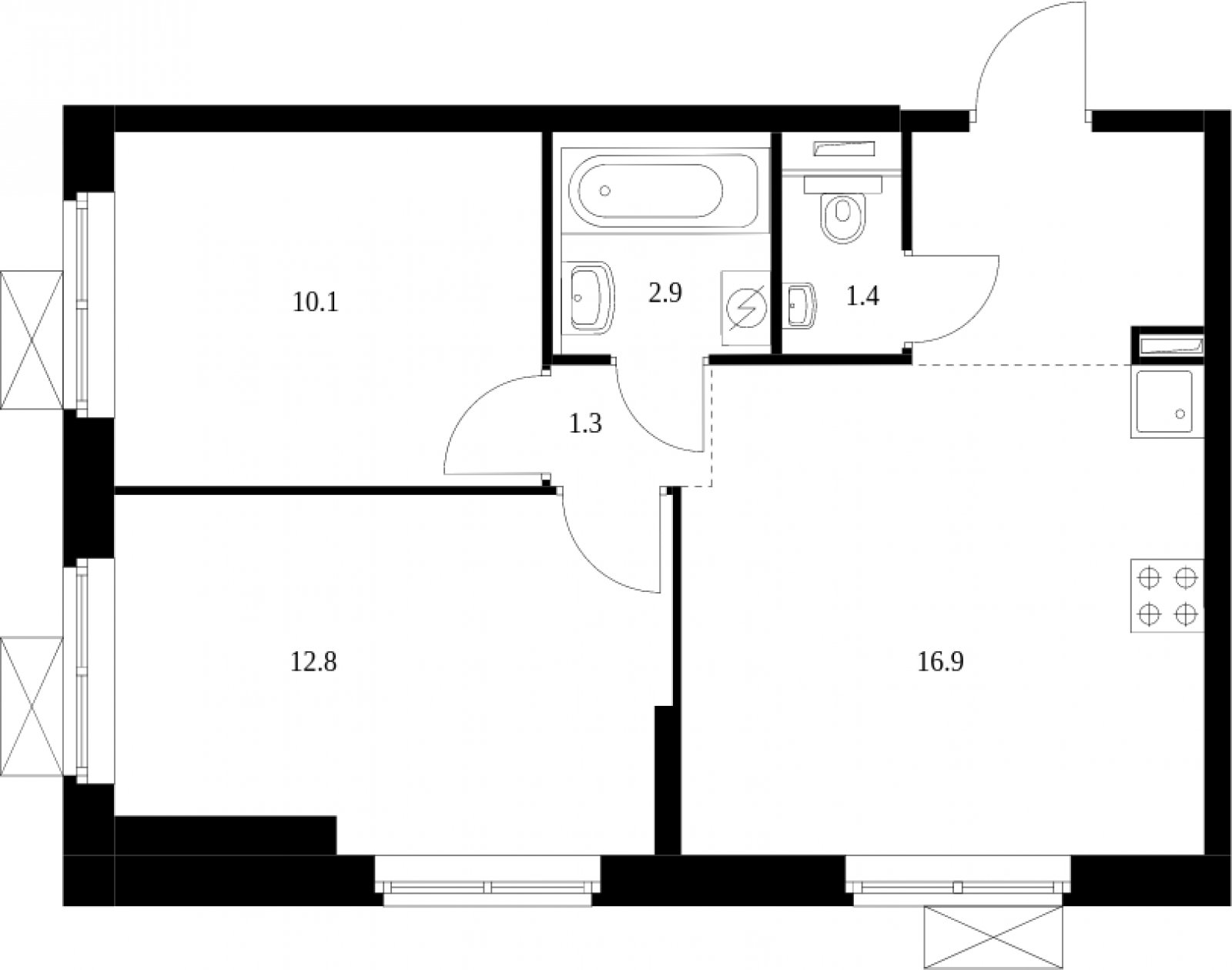 2-комнатная квартира с полной отделкой, 49.8 м2, 26 этаж, сдача 4 квартал 2023 г., ЖК Перовское 2, корпус 2.2 - объявление 2027096 - фото №1