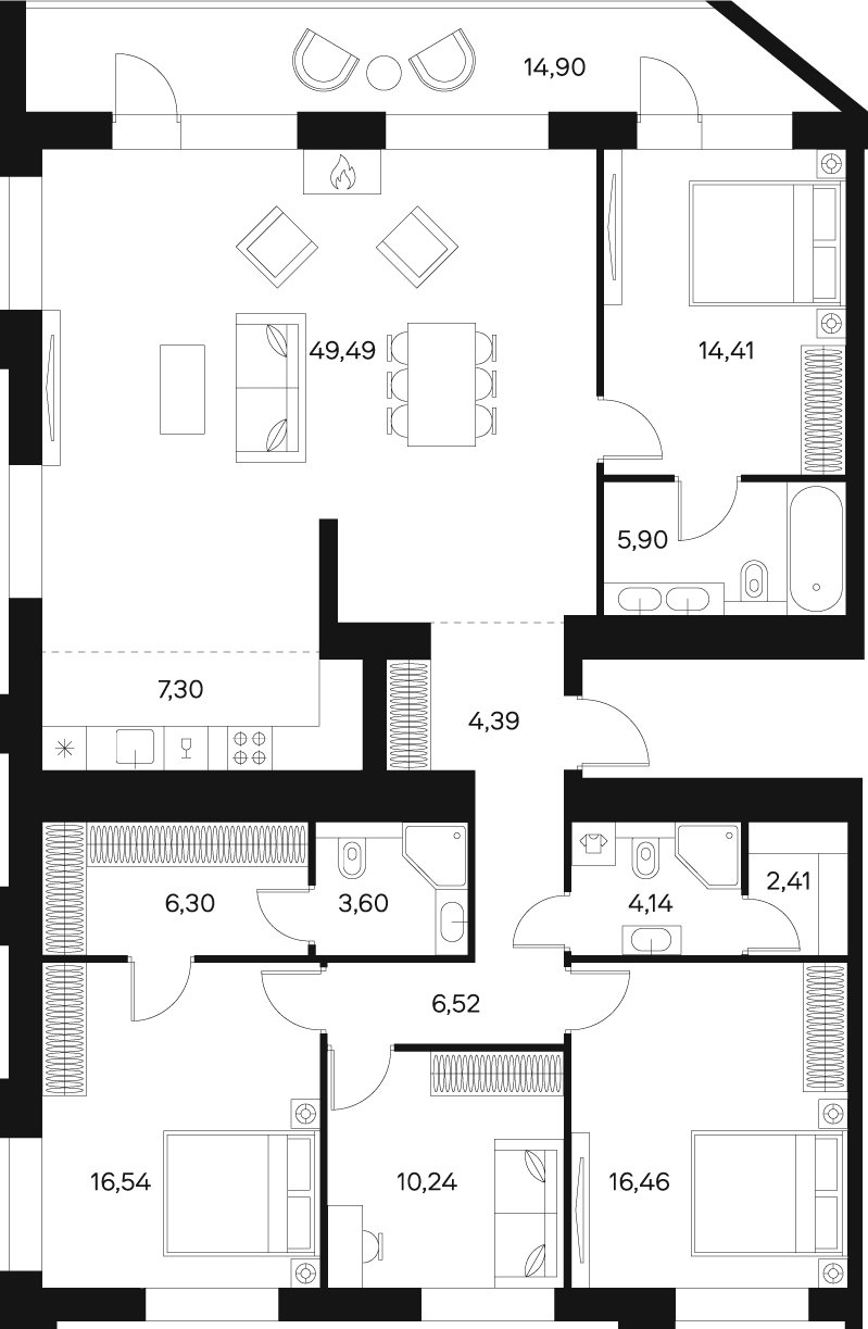5-комнатная квартира без отделки, 155.57 м2, 20 этаж, сдача 4 квартал 2024 г., ЖК FØRST, корпус 2 - объявление 2141160 - фото №1