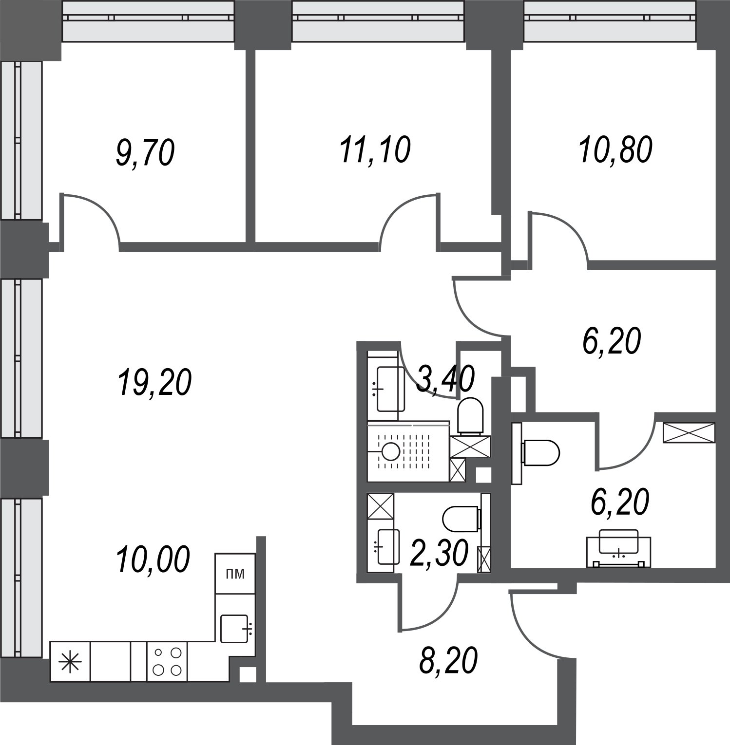 3-комнатная квартира без отделки, 87 м2, 19 этаж, дом сдан, ЖК AFI Park Воронцовский, корпус 4 - объявление 2359851 - фото №1