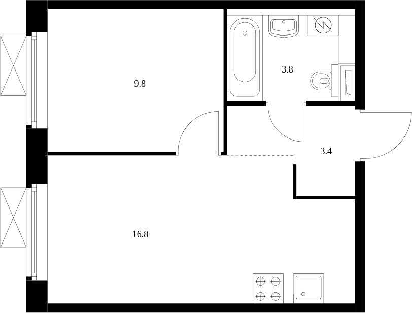 1-комнатная квартира с полной отделкой, 33.8 м2, 10 этаж, сдача 3 квартал 2024 г., ЖК Люблинский парк, корпус 15 - объявление 1996788 - фото №1