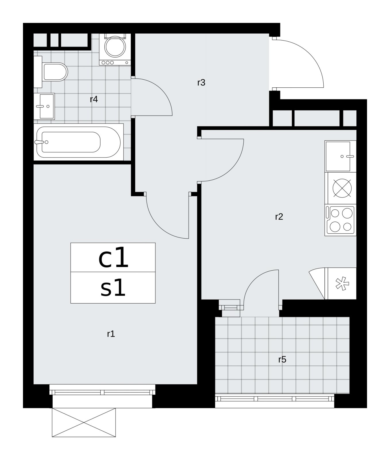 1-комнатная квартира с частичной отделкой, 33.4 м2, 13 этаж, сдача 2 квартал 2026 г., ЖК Скандинавия, корпус 25.3 - объявление 2283968 - фото №1