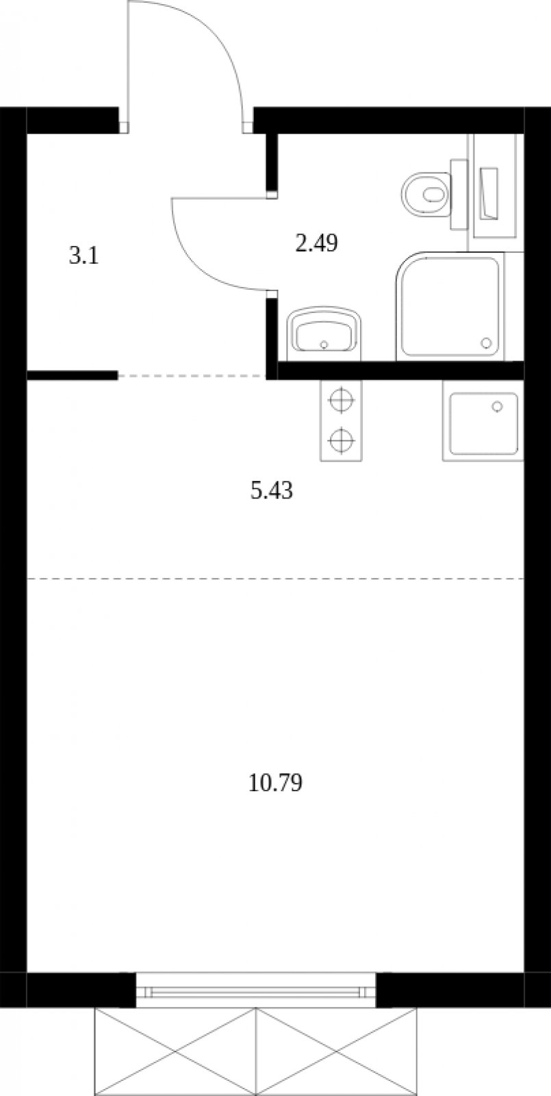 Студия с полной отделкой, 21.81 м2, 9 этаж, сдача 2 квартал 2025 г., ЖК Середневский лес, корпус 4.1 - объявление 2144204 - фото №1