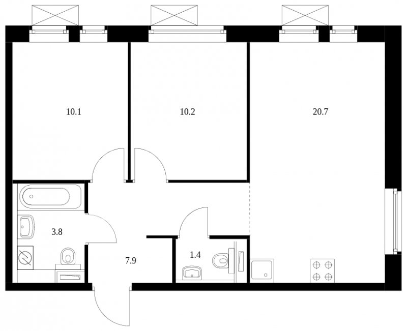 2-комнатная квартира с полной отделкой, 54.1 м2, 24 этаж, сдача 1 квартал 2024 г., ЖК Жулебино парк, корпус 9 - объявление 1634061 - фото №1