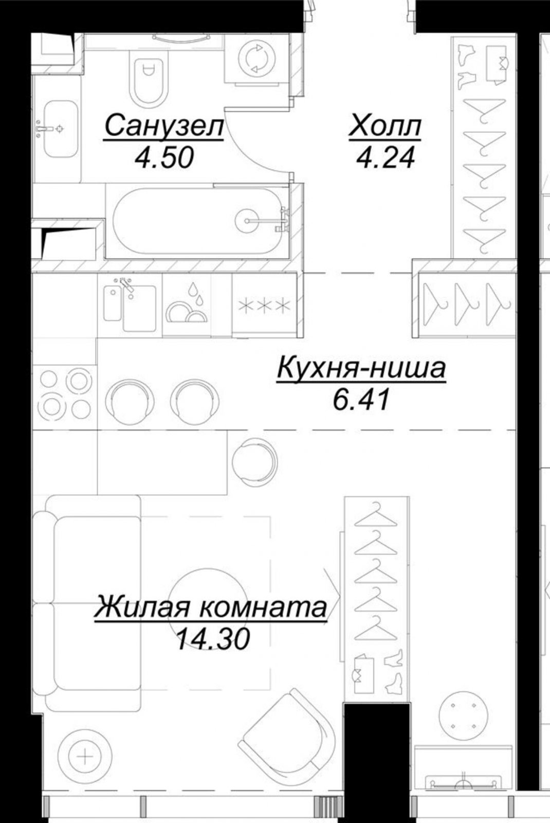 Студия с частичной отделкой, 29.36 м2, 4 этаж, сдача 4 квартал 2024 г., ЖК MOD, корпус Dreiser - объявление 2191331 - фото №1