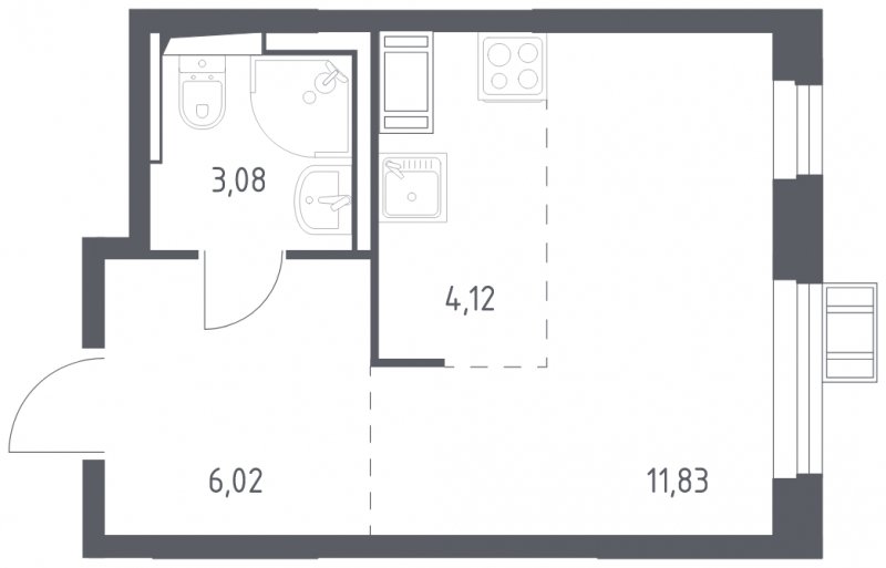 1-комнатная квартира с полной отделкой, 25.05 м2, 4 этаж, сдача 2 квартал 2023 г., ЖК Томилино Парк, корпус 4.3 - объявление 1702214 - фото №1