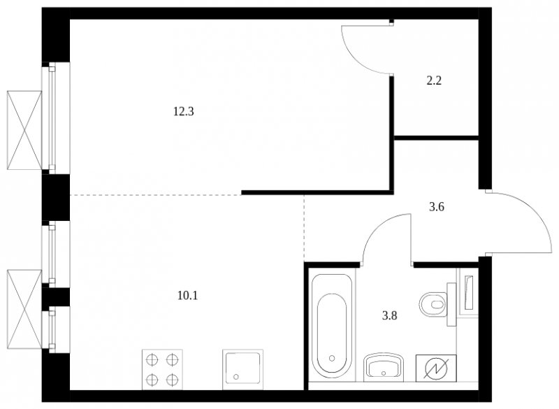 1-комнатная квартира с полной отделкой, 32 м2, 25 этаж, сдача 1 квартал 2024 г., ЖК Жулебино парк, корпус 9 - объявление 1696695 - фото №1