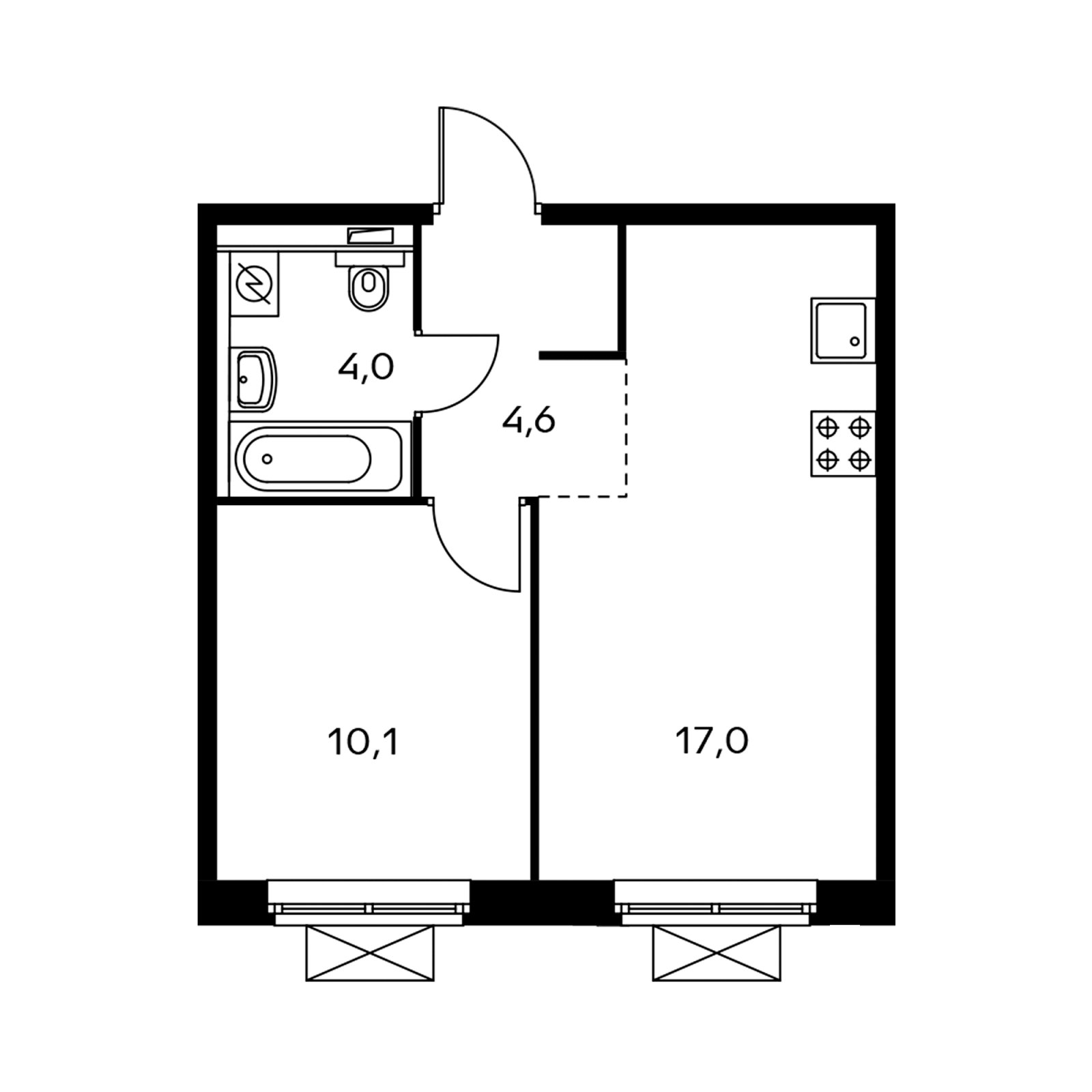 1-комнатная квартира с полной отделкой, 35.3 м2, 23 этаж, дом сдан, ЖК Мякинино парк, корпус 2.1 - объявление 2196207 - фото №1