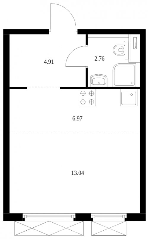 Студия с полной отделкой, 27.68 м2, 16 этаж, сдача 2 квартал 2024 г., ЖК Матвеевский Парк, корпус 1.4 - объявление 1609825 - фото №1