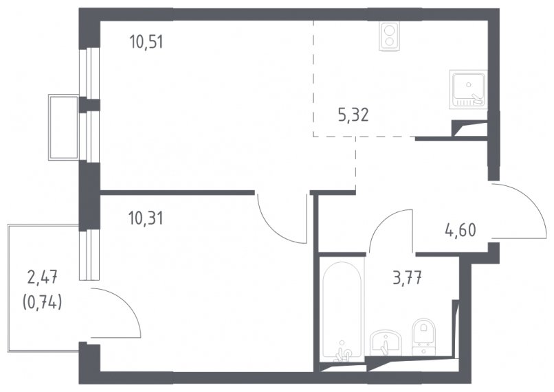 2-комнатная квартира (евро) с полной отделкой, 35.25 м2, 8 этаж, сдача 4 квартал 2024 г., ЖК Остафьево, корпус 13 - объявление 1969830 - фото №1