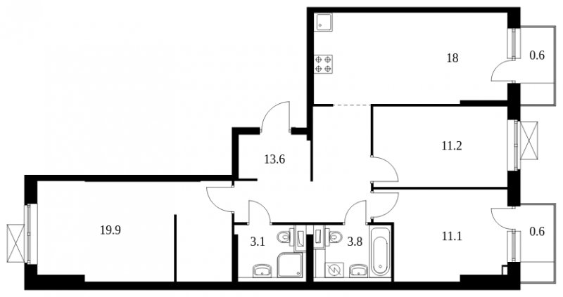 3-комнатная квартира с полной отделкой, 81.9 м2, 14 этаж, сдача 2 квартал 2025 г., ЖК Саларьево Парк, корпус 56.1 - объявление 2022199 - фото №1