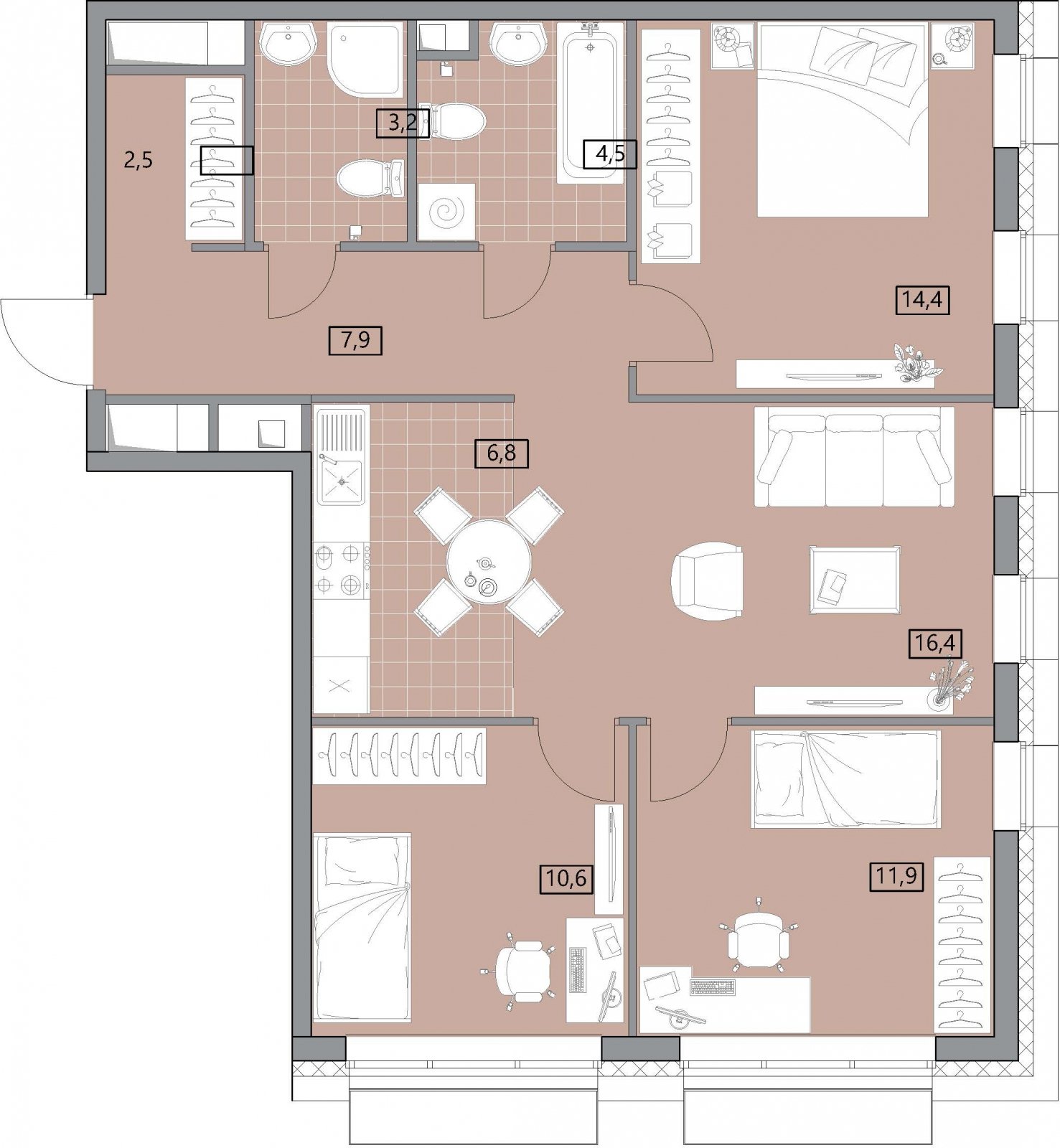 3-комнатная квартира с полной отделкой, 79.3 м2, 22 этаж, дом сдан, ЖК Вестердам, корпус 3 - объявление 2176886 - фото №1
