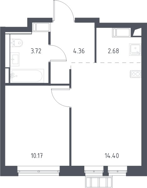 2-комнатная квартира с полной отделкой, 35.3 м2, 10 этаж, сдача 4 квартал 2023 г., ЖК Большое Путилково, корпус 23 - объявление 2066938 - фото №1
