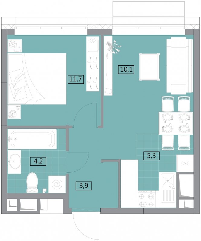 2-комнатная квартира (евро) с полной отделкой, 35.21 м2, 9 этаж, сдача 2 квартал 2022 г., ЖК Вестердам, корпус 3 - объявление 1522201 - фото №1