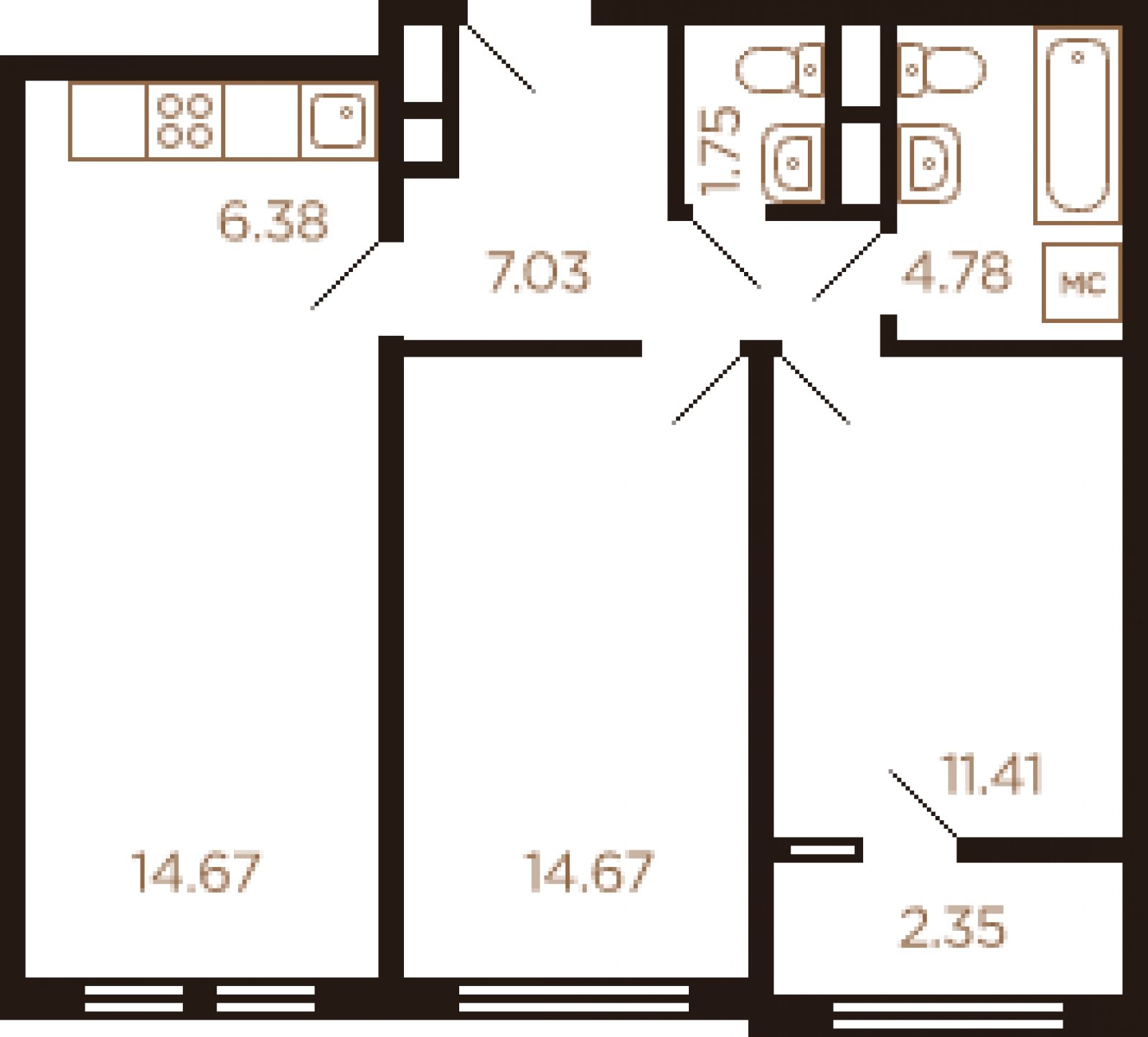 3-комнатная квартира с полной отделкой, 63 м2, 5 этаж, дом сдан, ЖК Миниполис Рафинад, корпус 11 - объявление 2033304 - фото №1