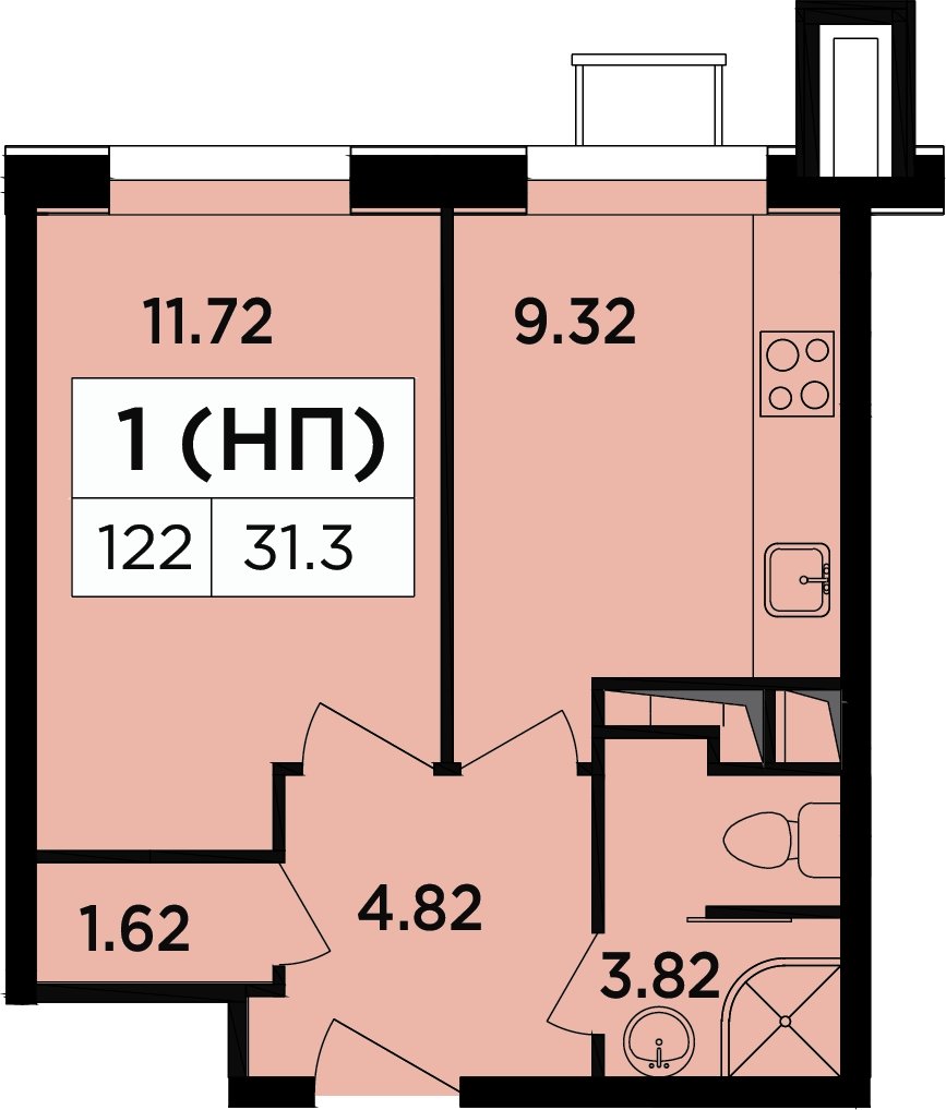 1-комнатные апартаменты 31.3 м2, 7 этаж, дом сдан, ЖК Легендарный Квартал на Березовой  аллее, корпус 5 - объявление 2255777 - фото №1