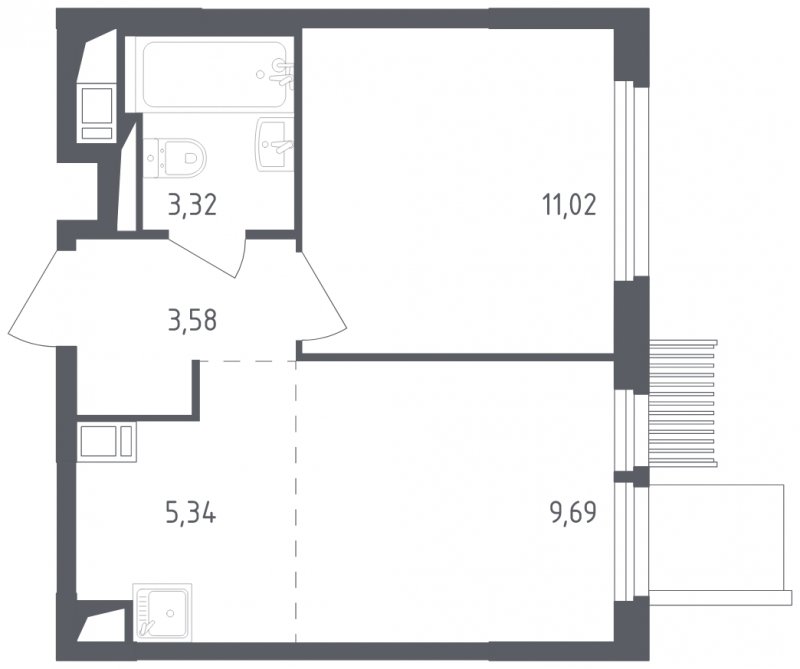 2-комнатная квартира с полной отделкой, 32.95 м2, 15 этаж, сдача 2 квартал 2023 г., ЖК Мытищи Парк, корпус 1 - объявление 1521997 - фото №1
