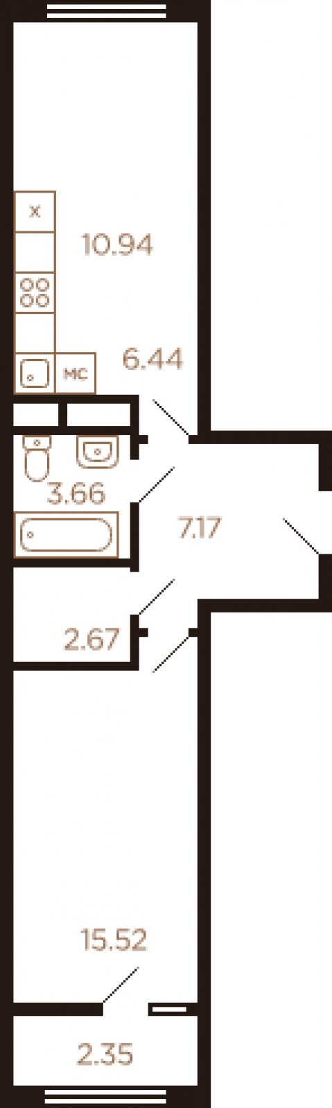 2-комнатная квартира с полной отделкой, 48 м2, 4 этаж, дом сдан, ЖК Миниполис Рафинад, корпус 10 - объявление 2033253 - фото №1