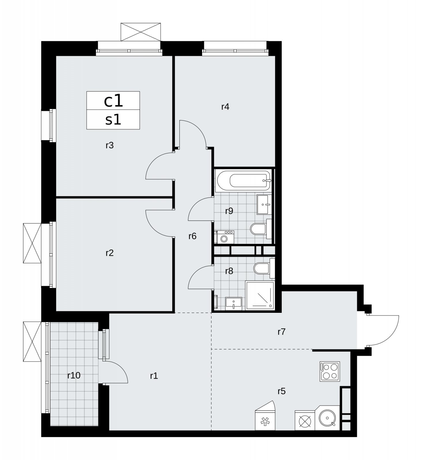 4-комнатная квартира (евро) с частичной отделкой, 78.2 м2, 10 этаж, сдача 2 квартал 2026 г., ЖК Скандинавия, корпус 25.3 - объявление 2283941 - фото №1