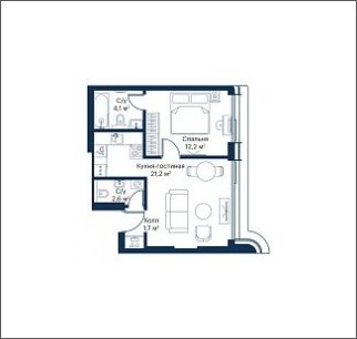 1-комнатная квартира с частичной отделкой, 41.8 м2, 30 этаж, дом сдан, ЖК City Bay, корпус Atlantic Ocean 1 - объявление 1934738 - фото №1