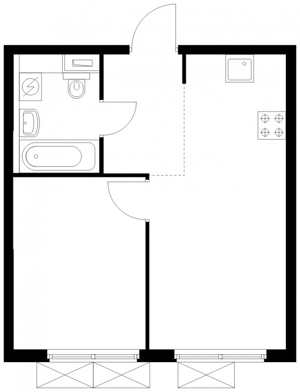 1-комнатная квартира с полной отделкой, 34.61 м2, 2 этаж, сдача 4 квартал 2024 г., ЖК Матвеевский Парк, корпус 1.2 - объявление 1836708 - фото №1