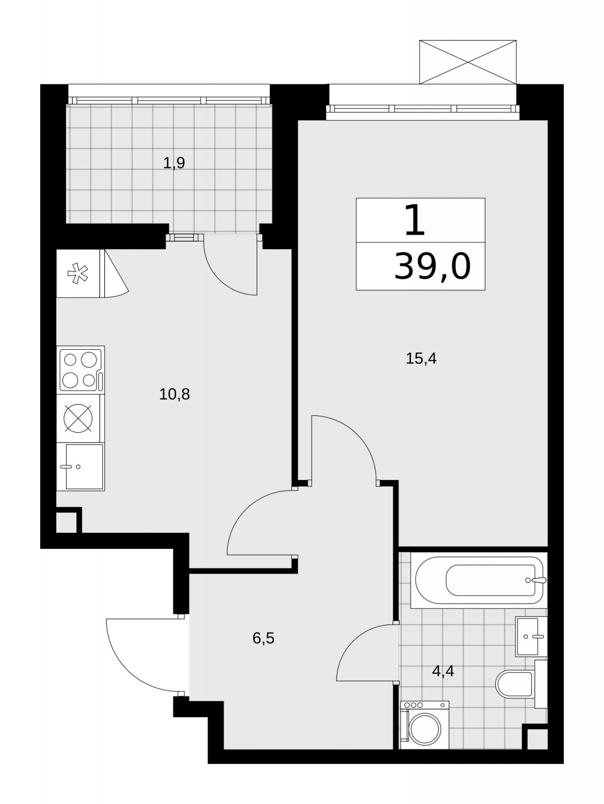 1-комнатная квартира с полной отделкой, 39 м2, 2 этаж, сдача 2 квартал 2026 г., ЖК Деснаречье, корпус 4.9 - объявление 2265323 - фото №1