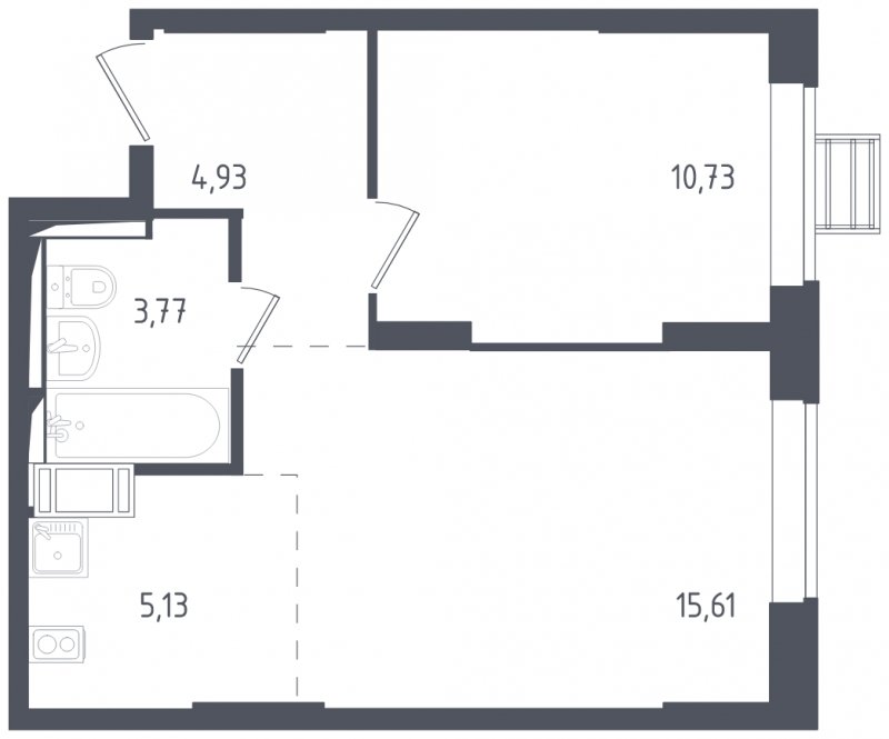 2-комнатная квартира с полной отделкой, 40.17 м2, 11 этаж, сдача 3 квартал 2024 г., ЖК Томилино Парк, корпус 5.1 - объявление 1823024 - фото №1