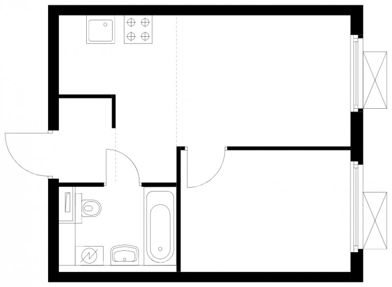 2-комнатная квартира (евро) с полной отделкой, 32.5 м2, 5 этаж, сдача 4 квартал 2024 г., ЖК Бунинские луга, корпус 3.4.1 - объявление 1772155 - фото №1
