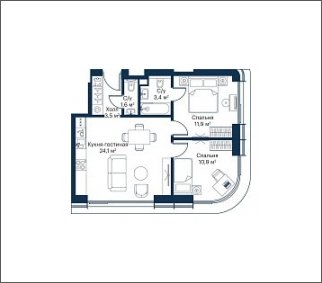 2-комнатная квартира с частичной отделкой, 55.4 м2, 14 этаж, дом сдан, ЖК City Bay, корпус Atlantic Ocean 2 - объявление 1934821 - фото №1