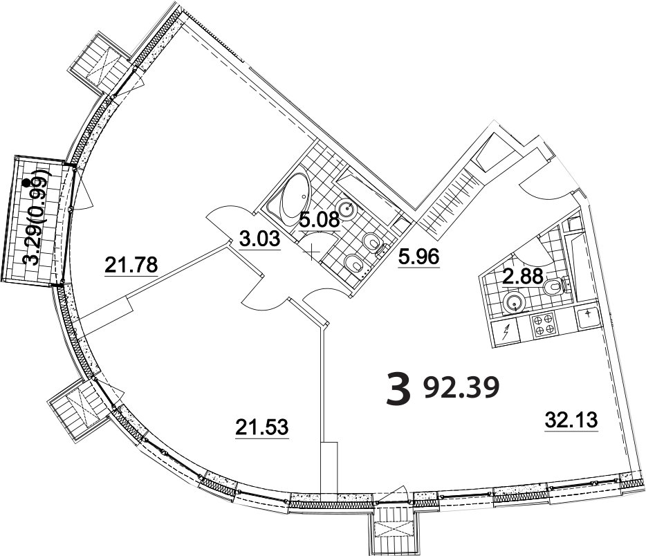 3-комнатная квартира 99.8 м2, 8 этаж, дом сдан, ЖК Апарт-комплекс Nakhimov, корпус 3 - объявление 2063903 - фото №1