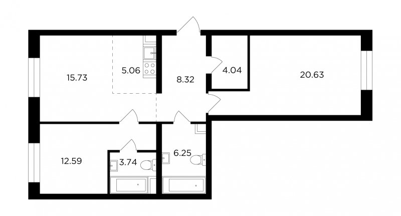 3-комнатная квартира без отделки, 76.36 м2, 13 этаж, сдача 4 квартал 2023 г., ЖК FORIVER, корпус 2 - объявление 1853455 - фото №1
