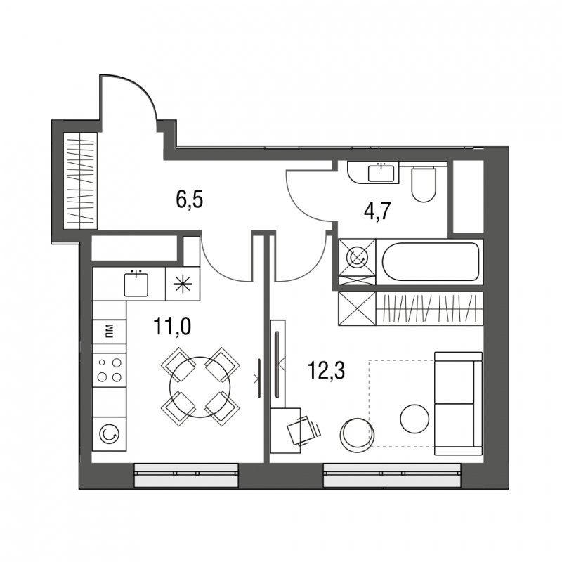 1-комнатная квартира без отделки, 34.5 м2, 17 этаж, дом сдан, ЖК Сиреневый Парк, корпус 31 - объявление 2317168 - фото №1