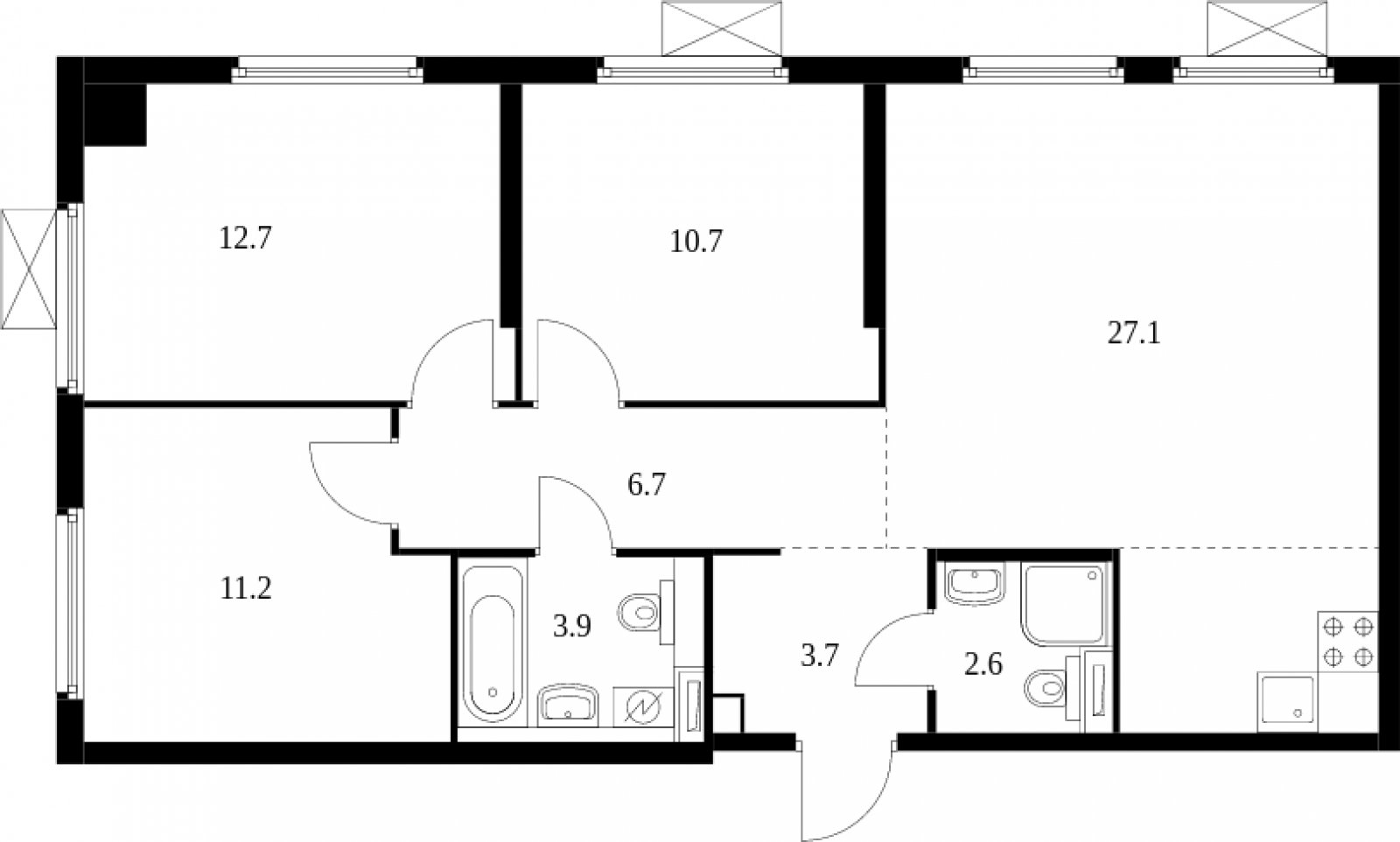 3-комнатная квартира с полной отделкой, 78.6 м2, 14 этаж, сдача 2 квартал 2024 г., ЖК Академика Павлова, корпус 56 - объявление 2012225 - фото №1