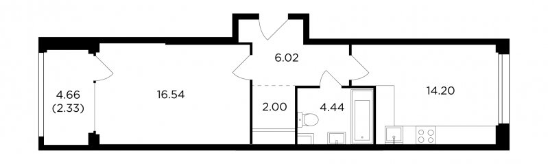 1-комнатная квартира с полной отделкой, 45.55 м2, 4 этаж, дом сдан, ЖК RiverSky, корпус 6 - объявление 1767768 - фото №1