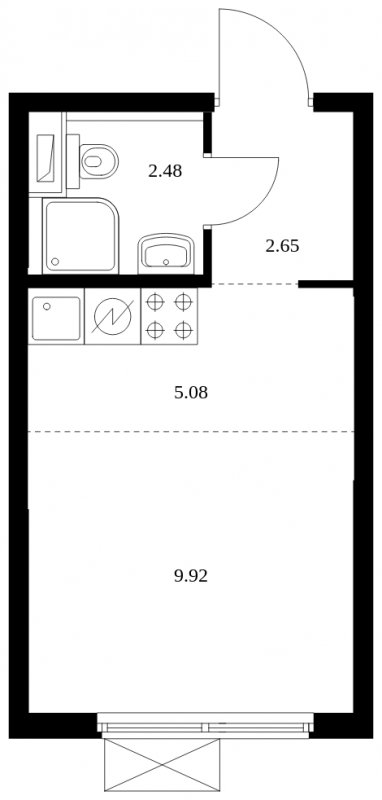 Студия с полной отделкой, 20.13 м2, 26 этаж, сдача 4 квартал 2024 г., ЖК Матвеевский Парк, корпус 1.3 - объявление 1964884 - фото №1