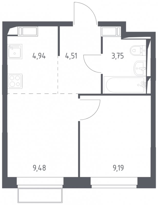 2-комнатная квартира с полной отделкой, 31.87 м2, 9 этаж, сдача 1 квартал 2023 г., ЖК Большое Путилково, корпус 12 - объявление 1824616 - фото №1