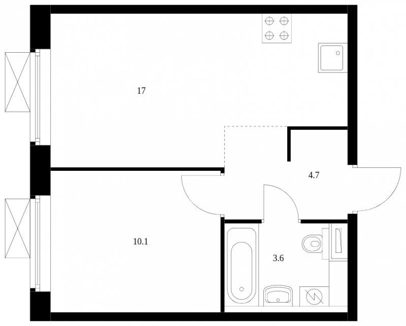 1-комнатная квартира с полной отделкой, 35.4 м2, 7 этаж, сдача 4 квартал 2023 г., ЖК Большая Академическая 85, корпус 2.1 - объявление 1689021 - фото №1