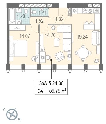 2-комнатная квартира 3 м2, 13 этаж, сдача 2 квартал 2022 г., ЖК ЗИЛАРТ, корпус ZILART DIAMOND - объявление 1691930 - фото №1