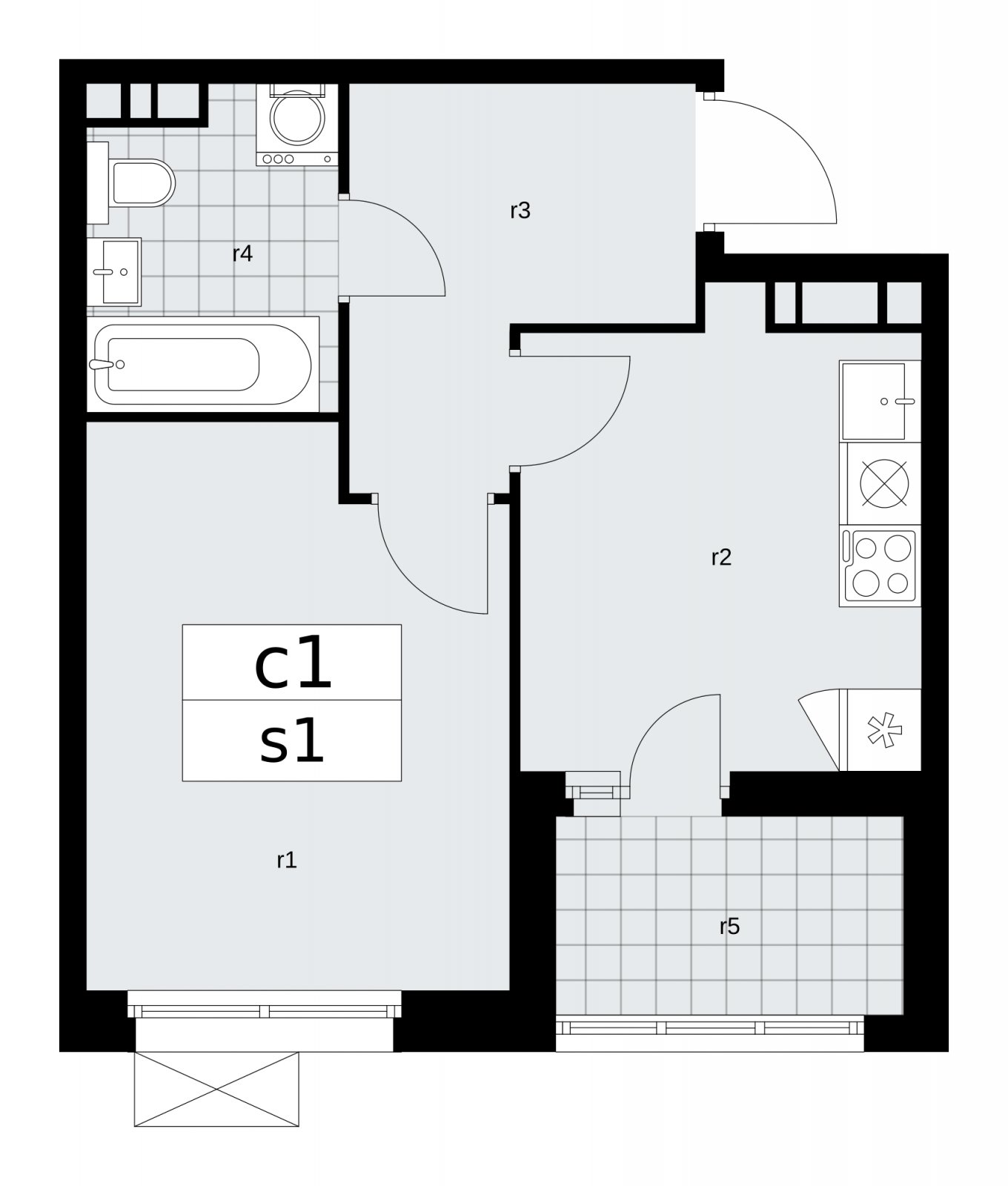 1-комнатная квартира с частичной отделкой, 33.6 м2, 7 этаж, сдача 2 квартал 2026 г., ЖК Скандинавия, корпус 25.3 - объявление 2283908 - фото №1