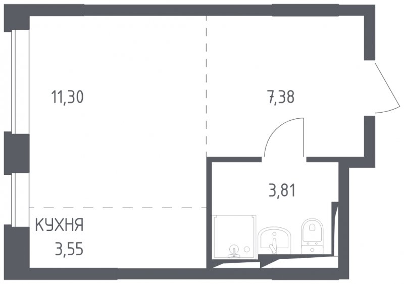 Студия с полной отделкой, 26.04 м2, 4 этаж, сдача 4 квартал 2023 г., ЖК Остафьево, корпус 11.3 - объявление 1744701 - фото №1