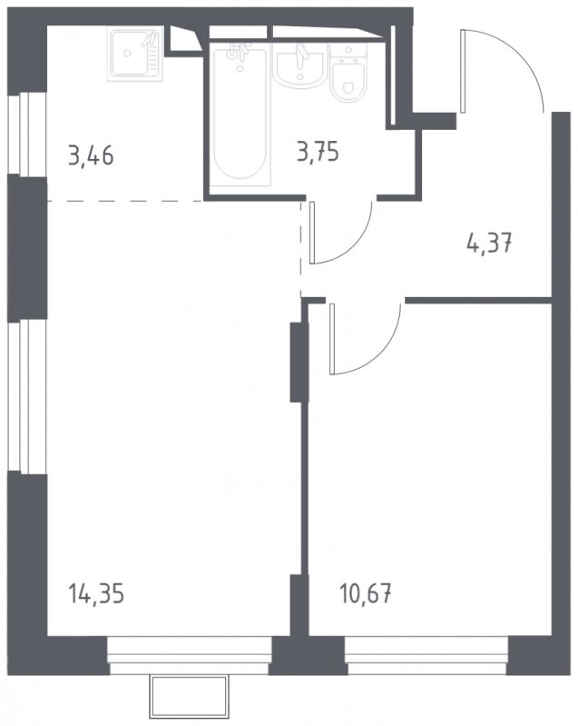 2-комнатная квартира (евро) с полной отделкой, 36.6 м2, 2 этаж, сдача 4 квартал 2023 г., ЖК Алхимово, корпус 8 - объявление 1821718 - фото №1