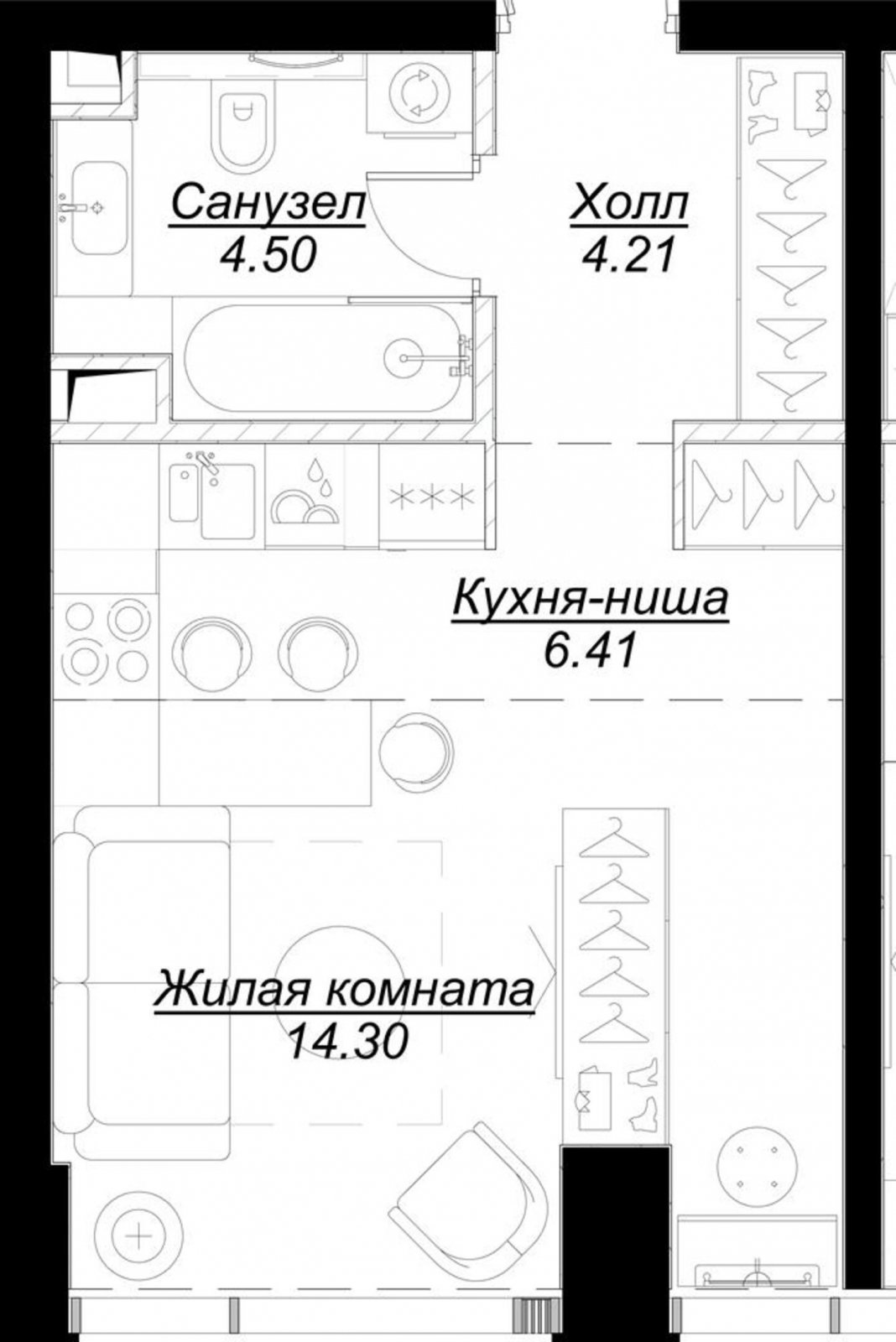 Студия с частичной отделкой, 29.43 м2, 7 этаж, сдача 4 квартал 2024 г., ЖК MOD, корпус Dreiser - объявление 2191332 - фото №1